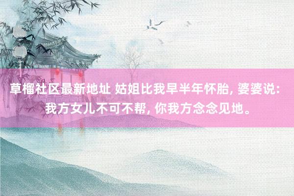 草榴社区最新地址 姑姐比我早半年怀胎, 婆婆说: 我方女儿不可不帮, 你我方念念见地。