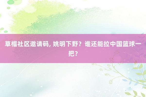 草榴社区邀请码, 姚明下野？谁还能拉中国篮球一把？