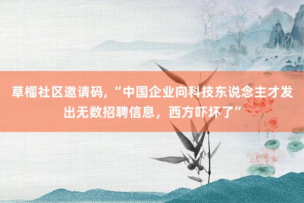 草榴社区邀请码， “中国企业向科技东说念主才发出无数招聘信息，西方吓坏了”