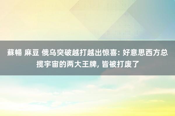 蘇暢 麻豆 俄乌突破越打越出惊喜: 好意思西方总揽宇宙的两大王牌， 皆被打废了