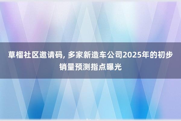 草榴社区邀请码， 多家新造车公司2025年的初步销量预测指点曝光