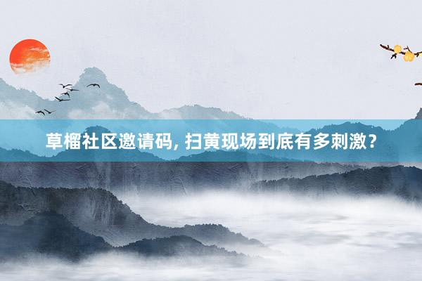 草榴社区邀请码， 扫黄现场到底有多刺激？