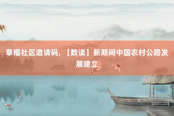 草榴社区邀请码， 【数读】新期间中国农村公路发展建立
