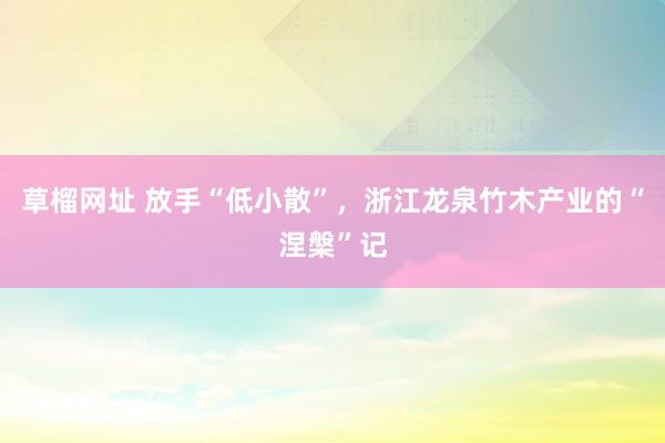 草榴网址 放手“低小散”，浙江龙泉竹木产业的“涅槃”记