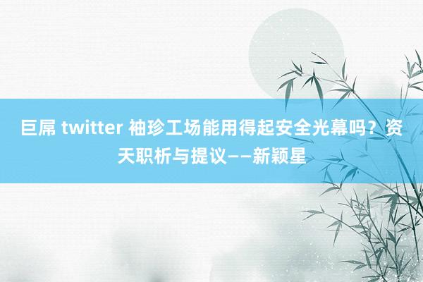 巨屌 twitter 袖珍工场能用得起安全光幕吗？资天职析与提议——新颖星