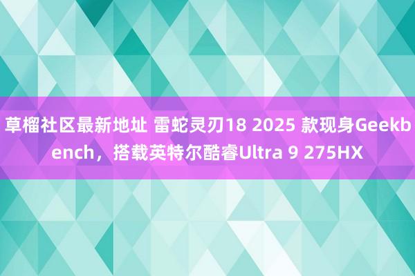草榴社区最新地址 雷蛇灵刃18 2025 款现身Geekbench，搭载英特尔酷睿Ultra 9 275HX