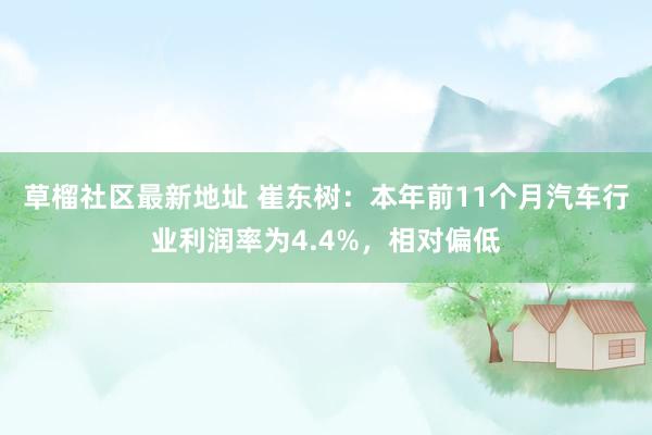 草榴社区最新地址 崔东树：本年前11个月汽车行业利润率为4.4%，相对偏低