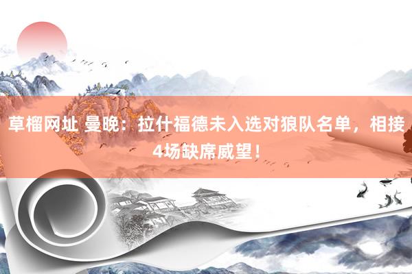 草榴网址 曼晚：拉什福德未入选对狼队名单，相接4场缺席威望！