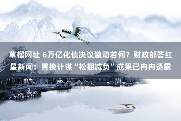 草榴网址 6万亿化债决议激动若何？财政部答红星新闻：置换计谋“松捆减负”成果已冉冉透露