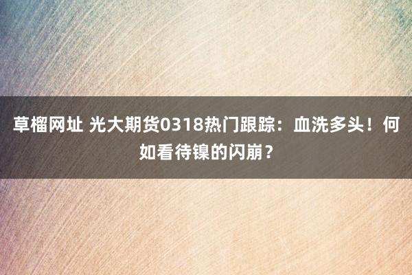 草榴网址 光大期货0318热门跟踪：血洗多头！何如看待镍的闪崩？