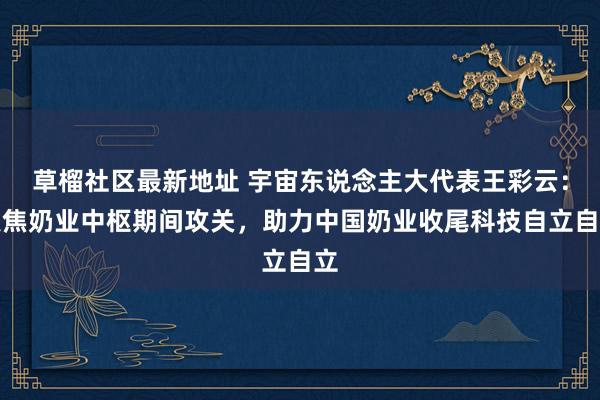 草榴社区最新地址 宇宙东说念主大代表王彩云：聚焦奶业中枢期间攻关，助力中国奶业收尾科技自立自立
