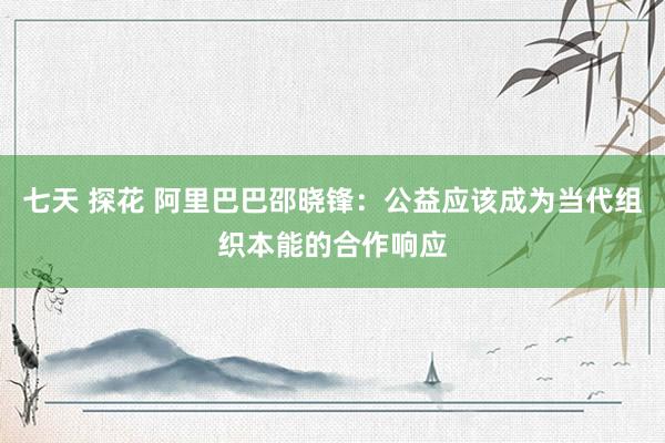 七天 探花 阿里巴巴邵晓锋：公益应该成为当代组织本能的合作响应