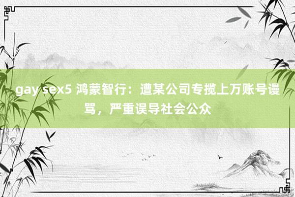 gay sex5 鸿蒙智行：遭某公司专揽上万账号谩骂，严重误导社会公众