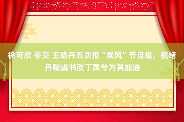 徐可欣 拳交 王珞丹五次拒“乘风”节目组，祝绪丹曝虞书欣丁禹兮为其加油