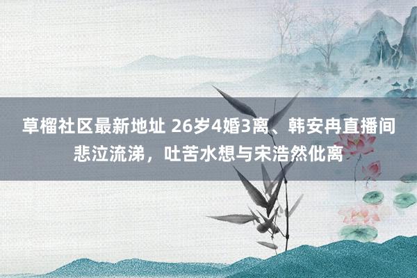 草榴社区最新地址 26岁4婚3离、韩安冉直播间悲泣流涕，吐苦水想与宋浩然仳离