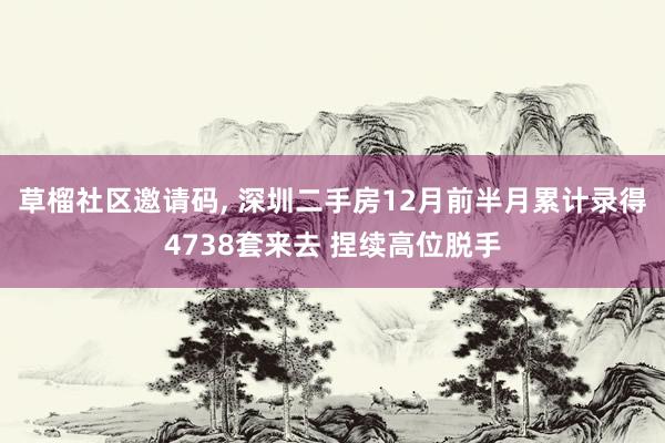 草榴社区邀请码, 深圳二手房12月前半月累计录得4738套来去 捏续高位脱手