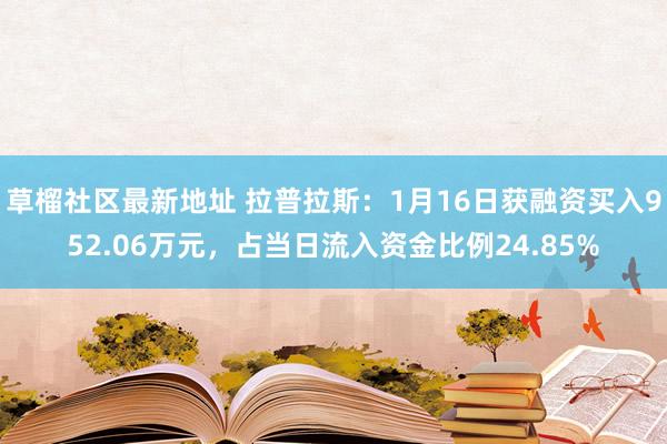 草榴社区最新地址 拉普拉斯：1月16日获融资买入952.06万元，占当日流入资金比例24.85%
