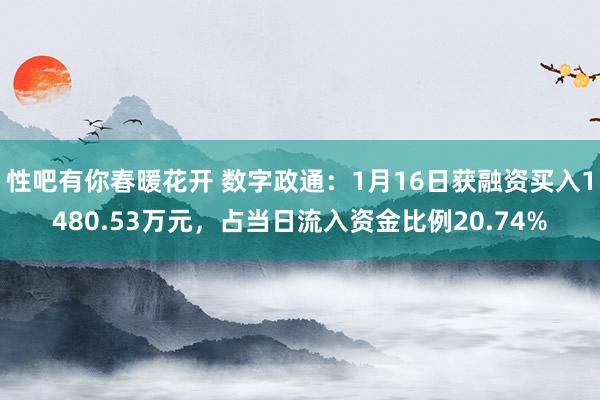 性吧有你春暖花开 数字政通：1月16日获融资买入1480.53万元，占当日流入资金比例20.74%