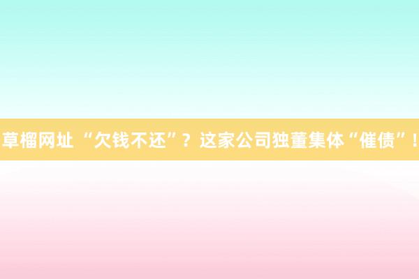 草榴网址 “欠钱不还”？这家公司独董集体“催债”！