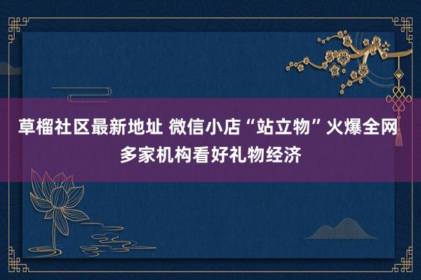 草榴社区最新地址 微信小店“站立物”火爆全网 多家机构看好礼物经济