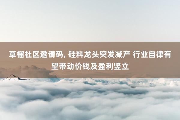 草榴社区邀请码, 硅料龙头突发减产 行业自律有望带动价钱及盈利竖立