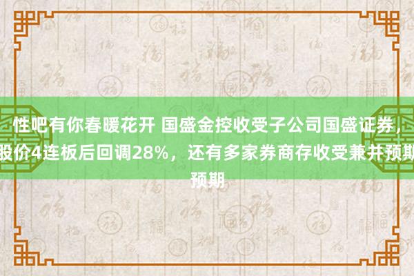 性吧有你春暖花开 国盛金控收受子公司国盛证券，股价4连板后回调28%，还有多家券商存收受兼并预期