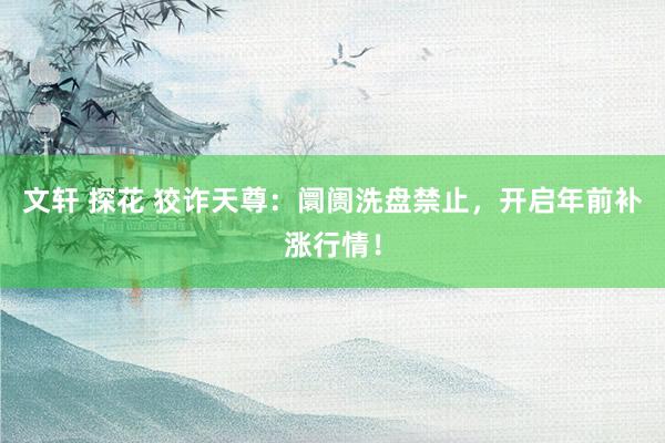 文轩 探花 狡诈天尊：阛阓洗盘禁止，开启年前补涨行情！