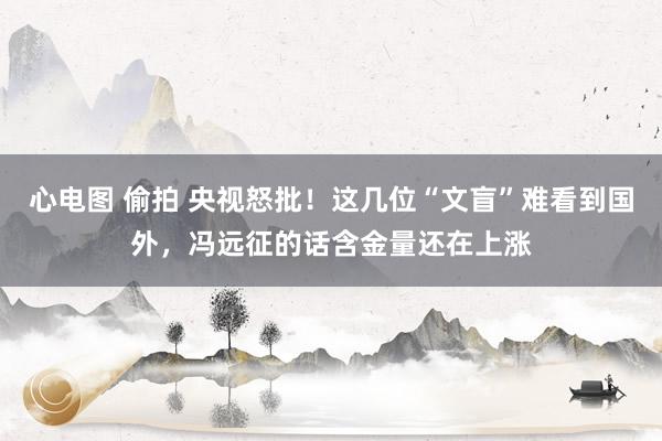 心电图 偷拍 央视怒批！这几位“文盲”难看到国外，冯远征的话含金量还在上涨