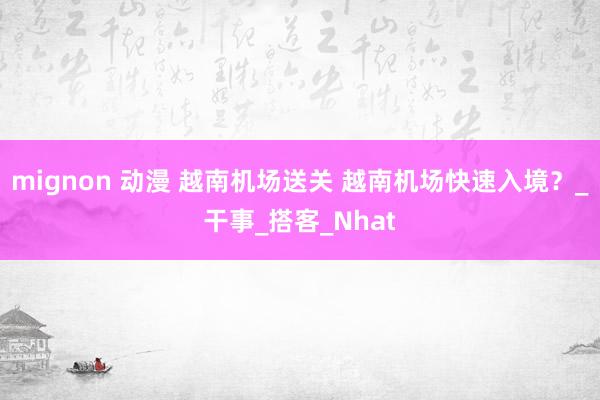 mignon 动漫 越南机场送关 越南机场快速入境？_干事_搭客_Nhat
