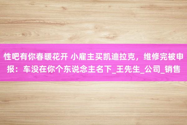 性吧有你春暖花开 小雇主买凯迪拉克，维修完被申报：车没在你个东说念主名下_王先生_公司_销售