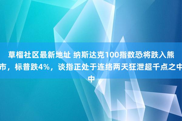 草榴社区最新地址 纳斯达克100指数恐将跌入熊市，标普跌4%，谈指正处于连络两天狂泄超千点之中