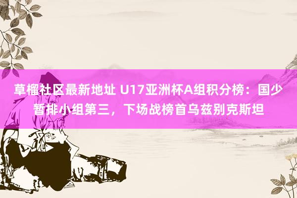 草榴社区最新地址 U17亚洲杯A组积分榜：国少暂排小组第三，下场战榜首乌兹别克斯坦