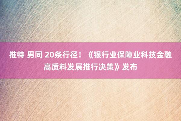 推特 男同 20条行径！《银行业保障业科技金融高质料发展推行决策》发布