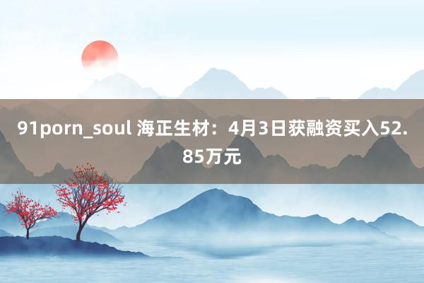 91porn_soul 海正生材：4月3日获融资买入52.85万元