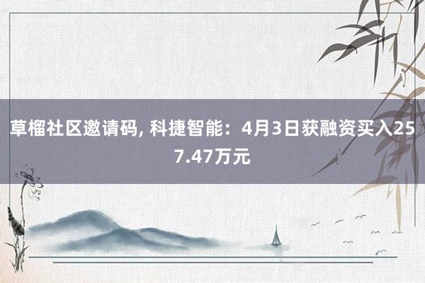 草榴社区邀请码, 科捷智能：4月3日获融资买入257.47万元