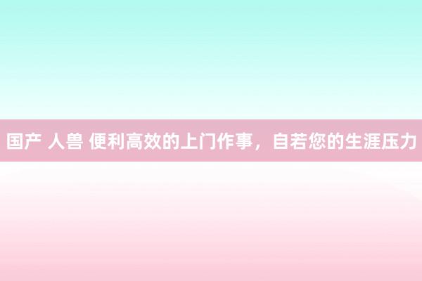 国产 人兽 便利高效的上门作事，自若您的生涯压力