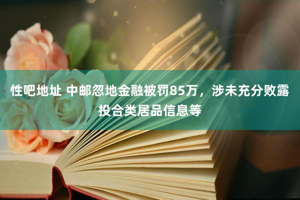 性吧地址 中邮忽地金融被罚85万，涉未充分败露投合类居品信息等