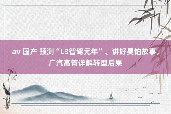 av 国产 预测“L3智驾元年”、讲好昊铂故事，广汽高管详解转型后果