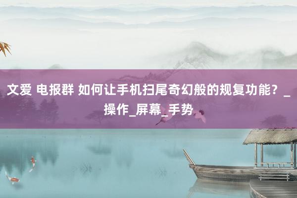 文爱 电报群 如何让手机扫尾奇幻般的规复功能？_操作_屏幕_手势