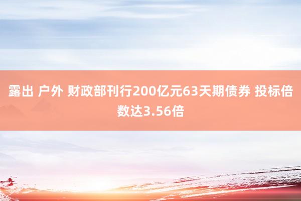 露出 户外 财政部刊行200亿元63天期债券 投标倍数达3.56倍