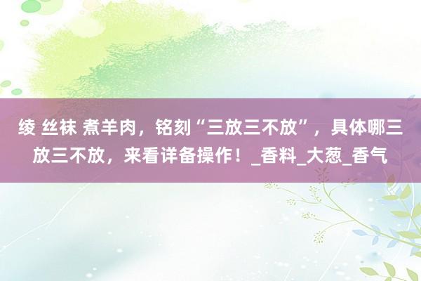 绫 丝袜 煮羊肉，铭刻“三放三不放”，具体哪三放三不放，来看详备操作！_香料_大葱_香气