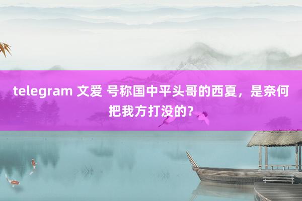 telegram 文爱 号称国中平头哥的西夏，是奈何把我方打没的？