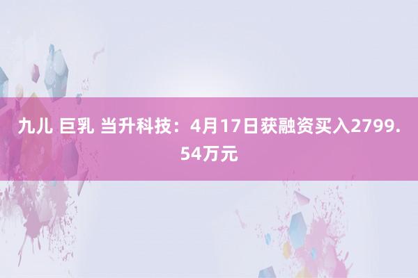 九儿 巨乳 当升科技：4月17日获融资买入2799.54万元