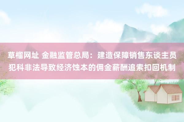 草榴网址 金融监管总局：建造保障销售东谈主员犯科非法导致经济蚀本的佣金薪酬追索扣回机制
