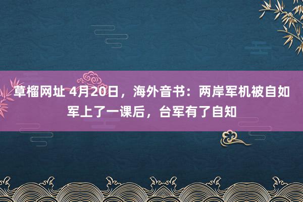草榴网址 4月20日，海外音书：两岸军机被自如军上了一课后，台军有了自知