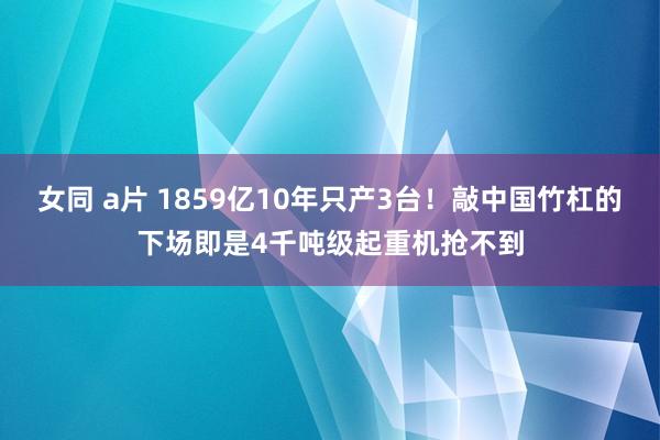 女同 a片 1859亿10年只产3台！敲中国竹杠的下场即是4千吨级起重机抢不到