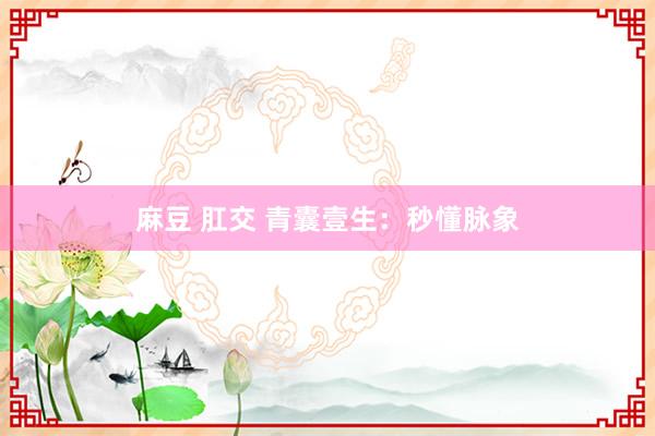 麻豆 肛交 青囊壹生：秒懂脉象