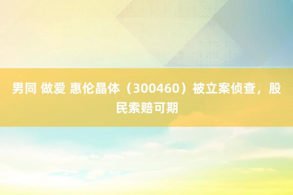 男同 做爱 惠伦晶体（300460）被立案侦查，股民索赔可期