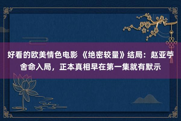 好看的欧美情色电影 《绝密较量》结局：赵亚苧舍命入局，正本真相早在第一集就有默示